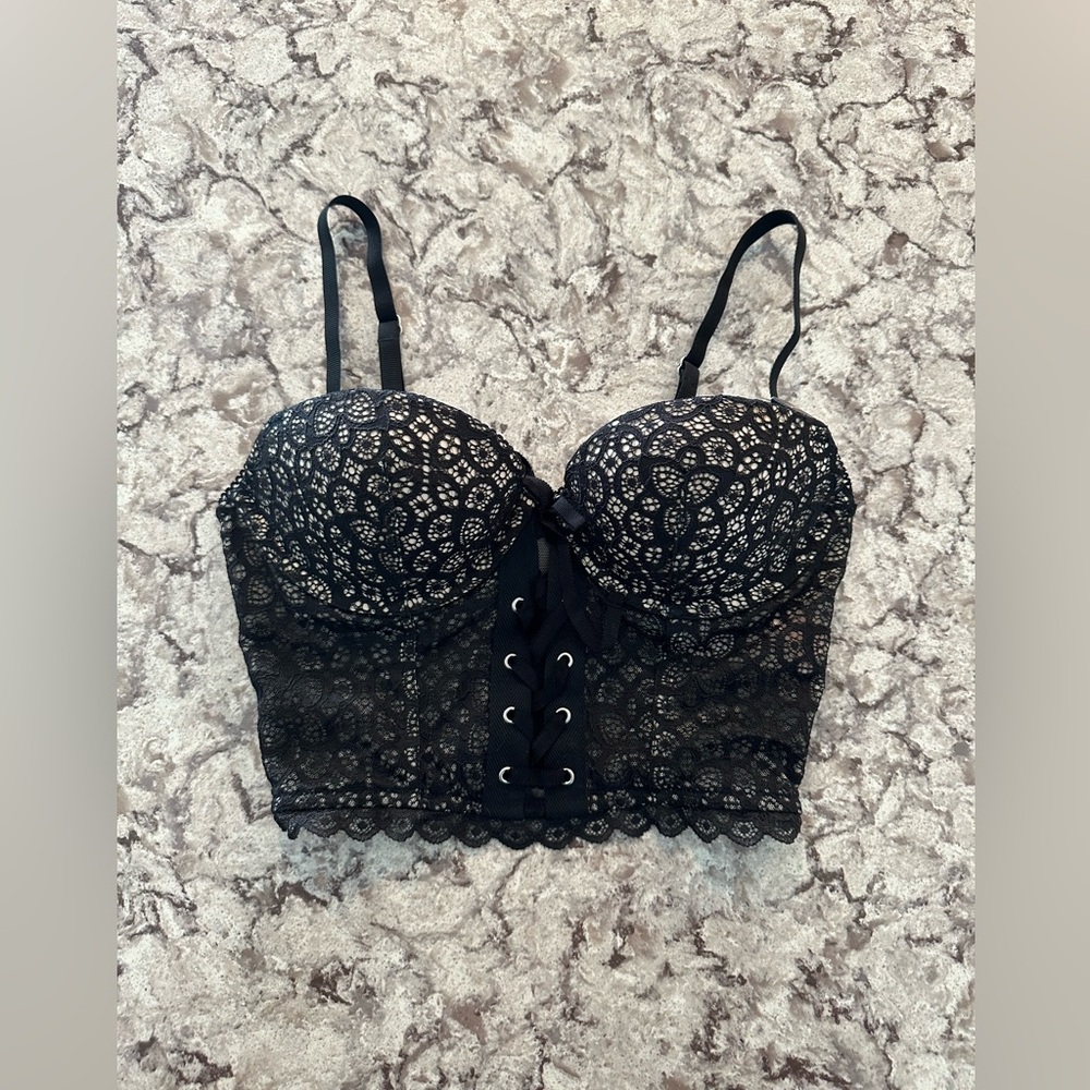 Victoria secret lace back zip corset bra